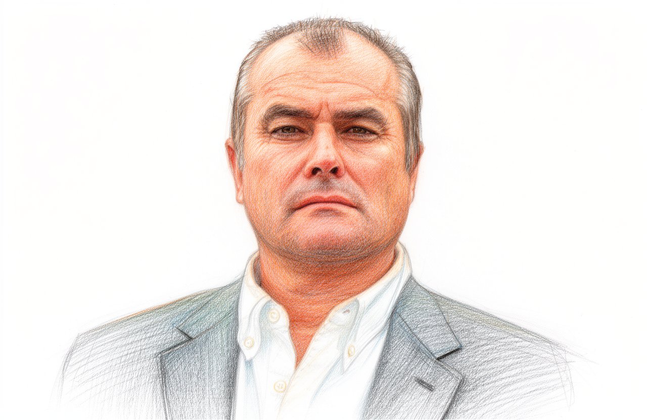 Drawn portrait of Chris Ellison