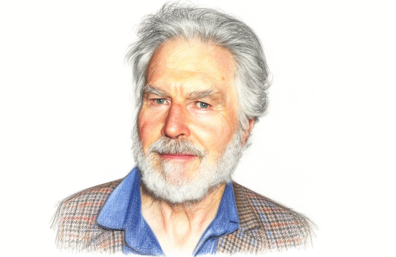 Drawn portrait of David Burke
