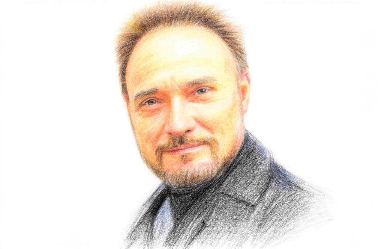 Drawn portrait of Don Henderson