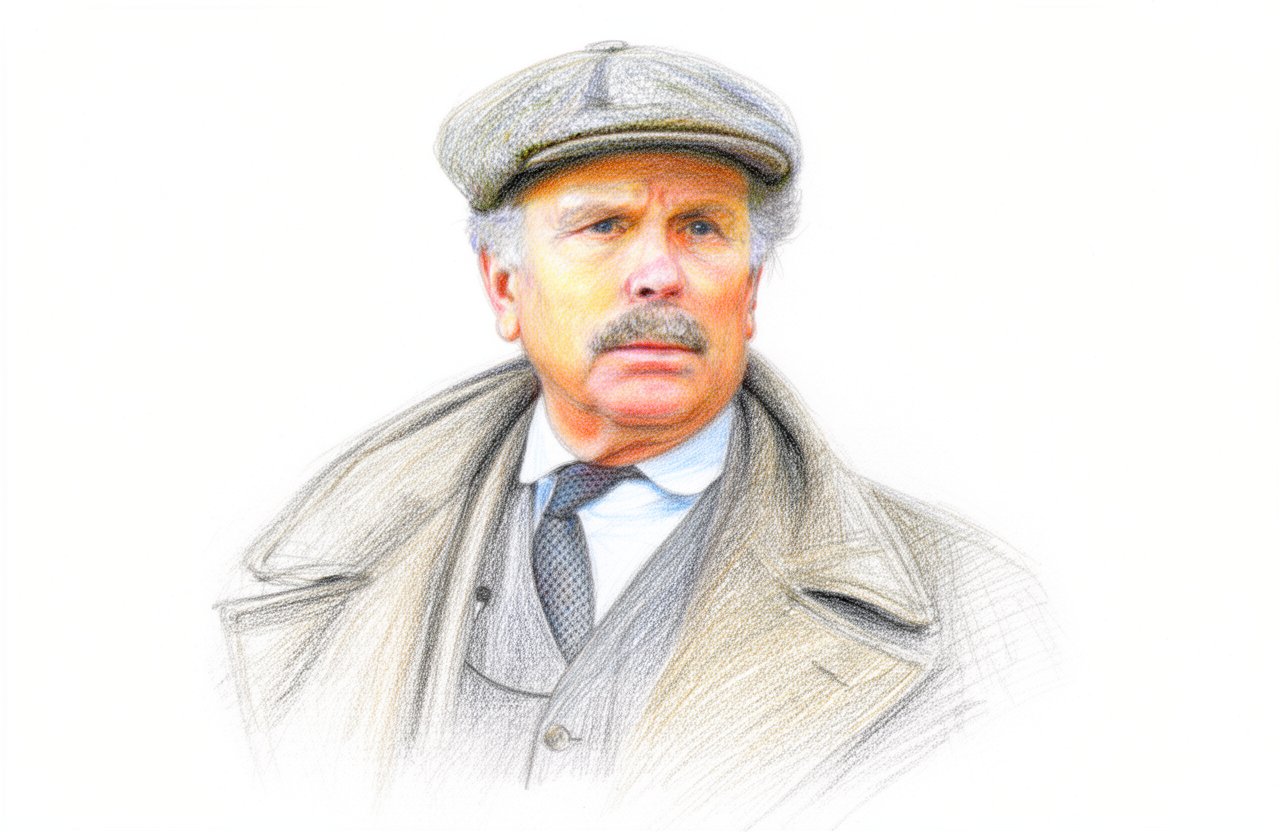 Drawn portrait of Edward Hardwicke