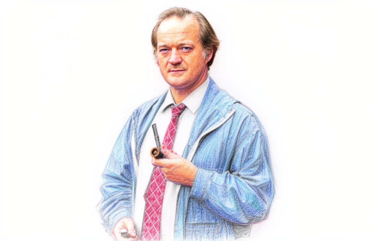 Drawn portrait of Ian Hogg