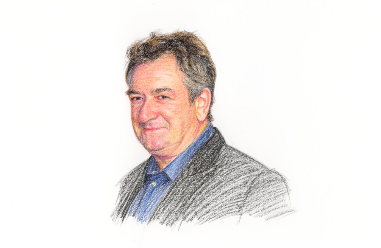 Drawn portrait of Ken Stott