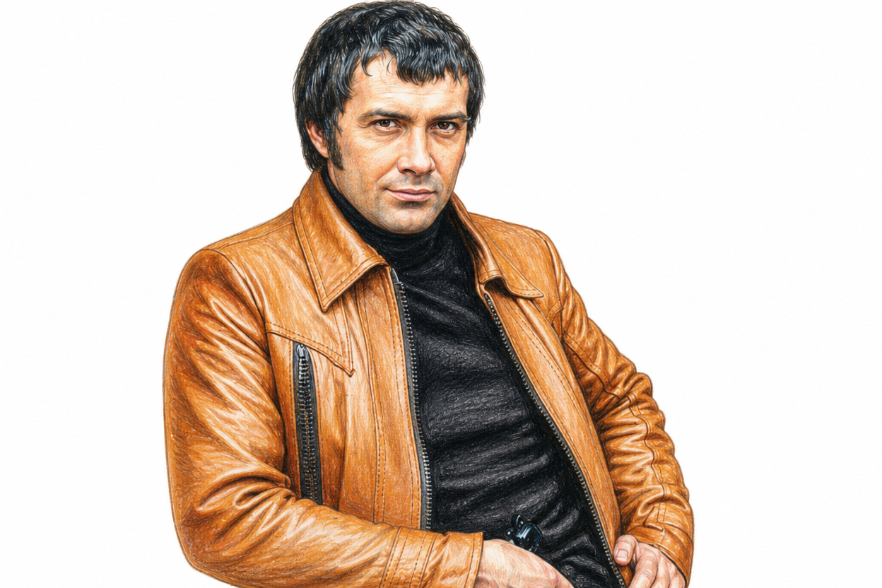 Drawn portrait of Lewis Collins