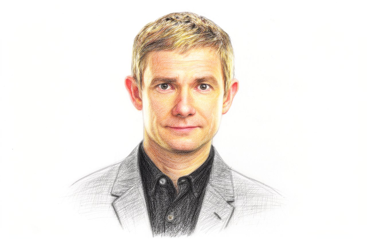 Drawn portrait of Martin Freeman