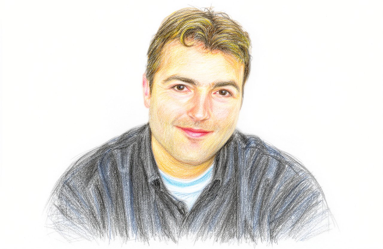 Drawn portrait of Nick Berry