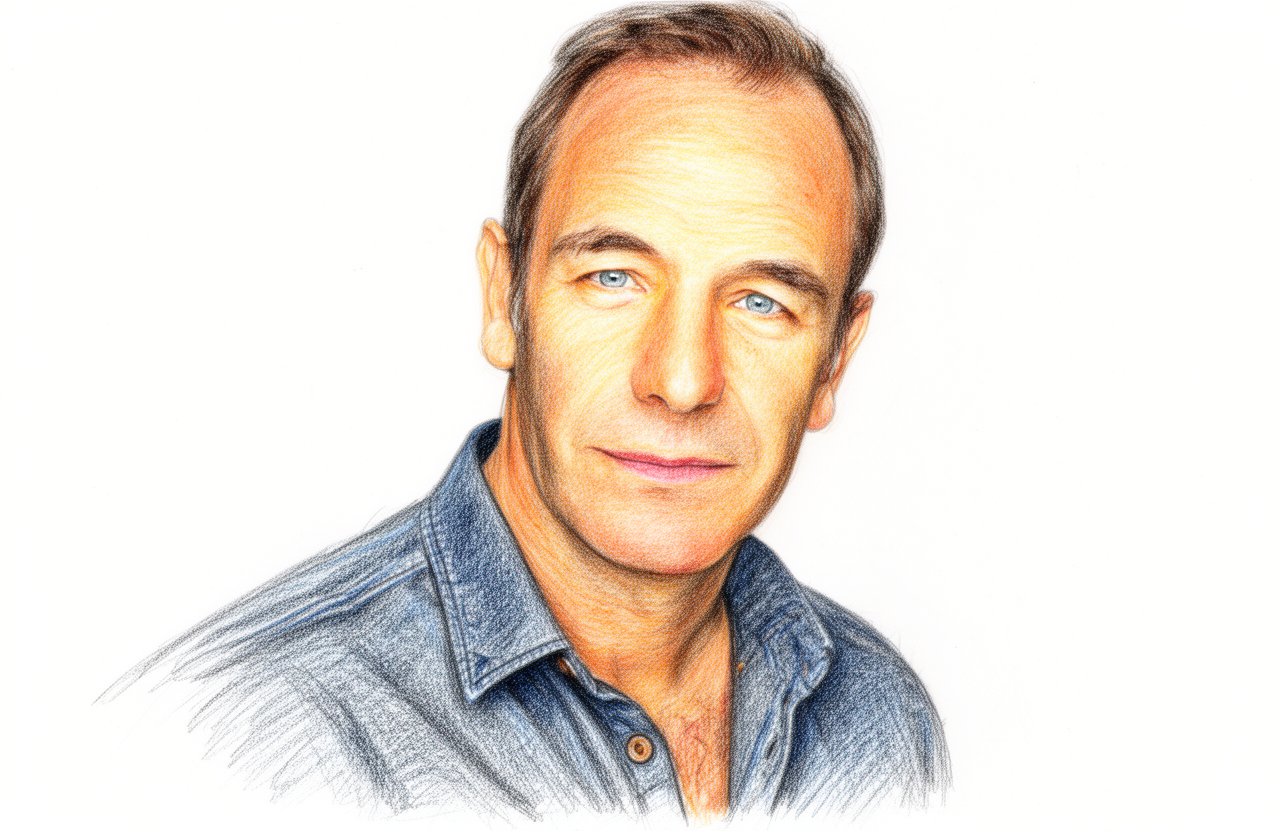 Drawn portrait of Robson Green