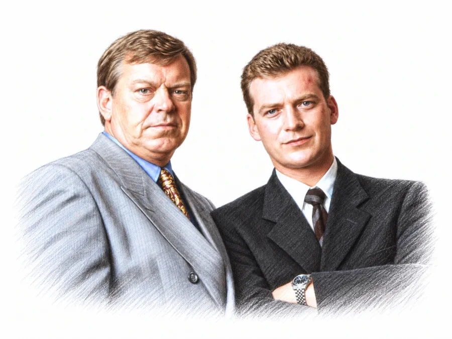 Dalziel and Pascoe. Yorkshire’s bluntest detective and his university-educated sergeant, filmed by the BBC two years after ITV’s attempt at the same novels went badly wrong. Starring Warren Clarke, Colin Buchanan and David Royle.