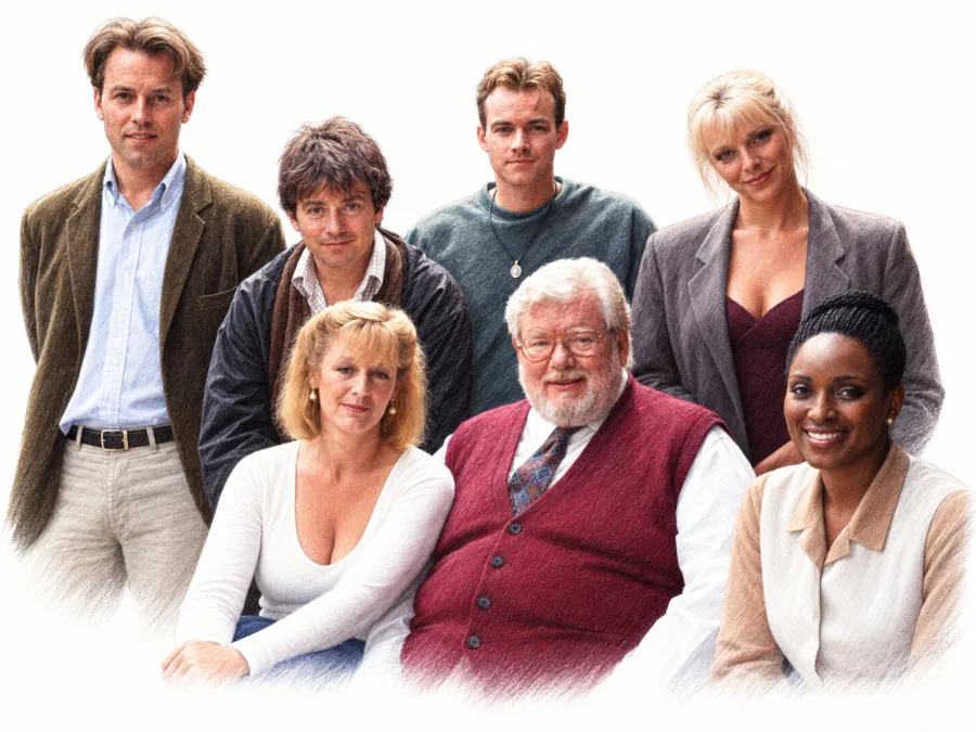 Pie in the Sky. A detective inspector who would rather be running his restaurant stays on the force under duress, solving cases between services. Starring Richard Griffiths, Maggie Steed and Malcolm Sinclair.