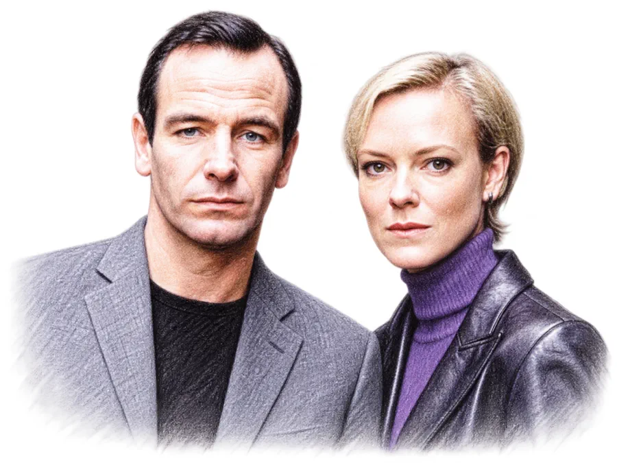 Wire in the Blood. A clinical psychologist who thinks like the people he hunts helps a Yorkshire police unit catch serial killers. Starring Robson Green, Hermione Norris and Simone Lahbib.